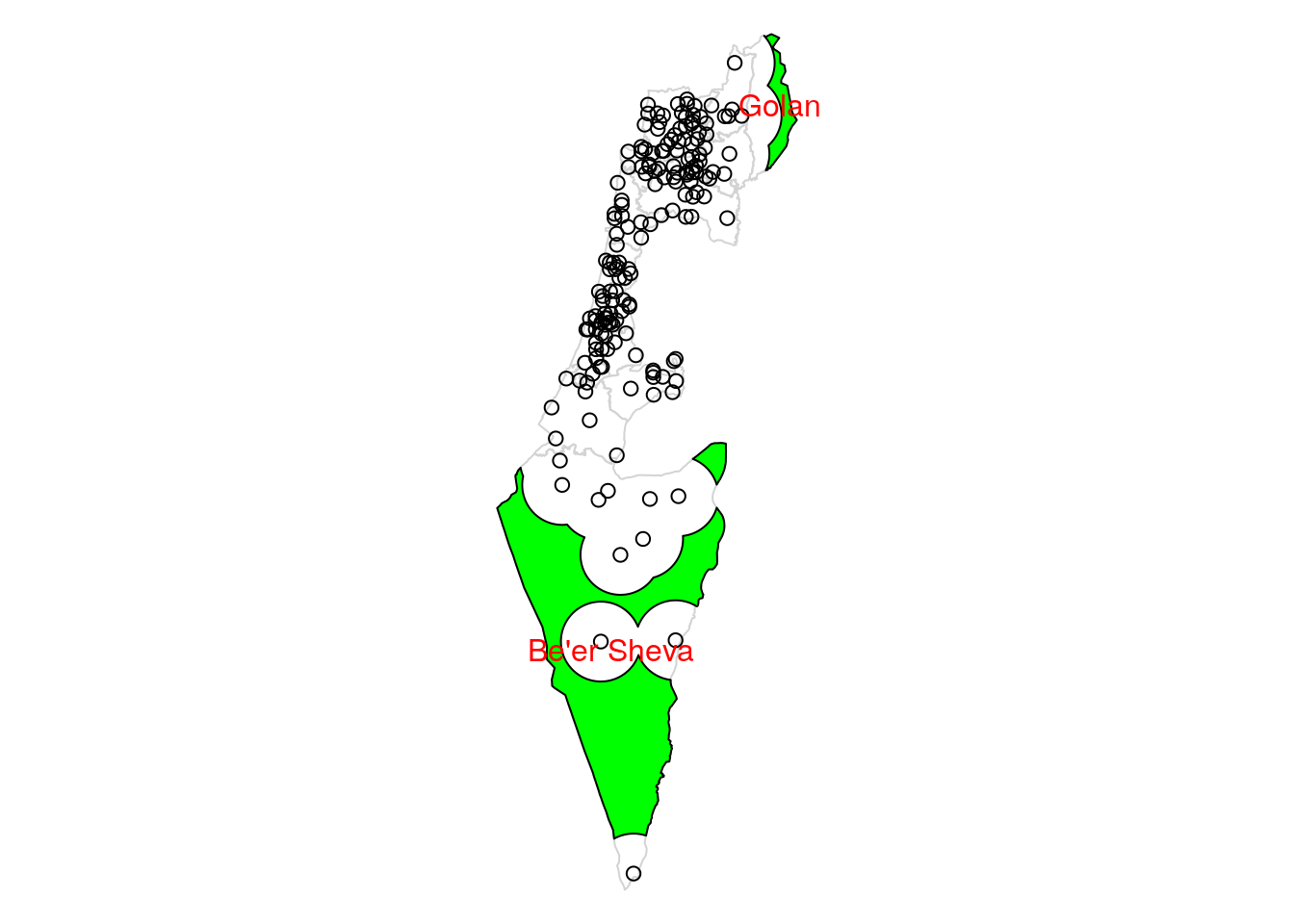 Area $>20$ $km$ from nearest city in each "Nafa"