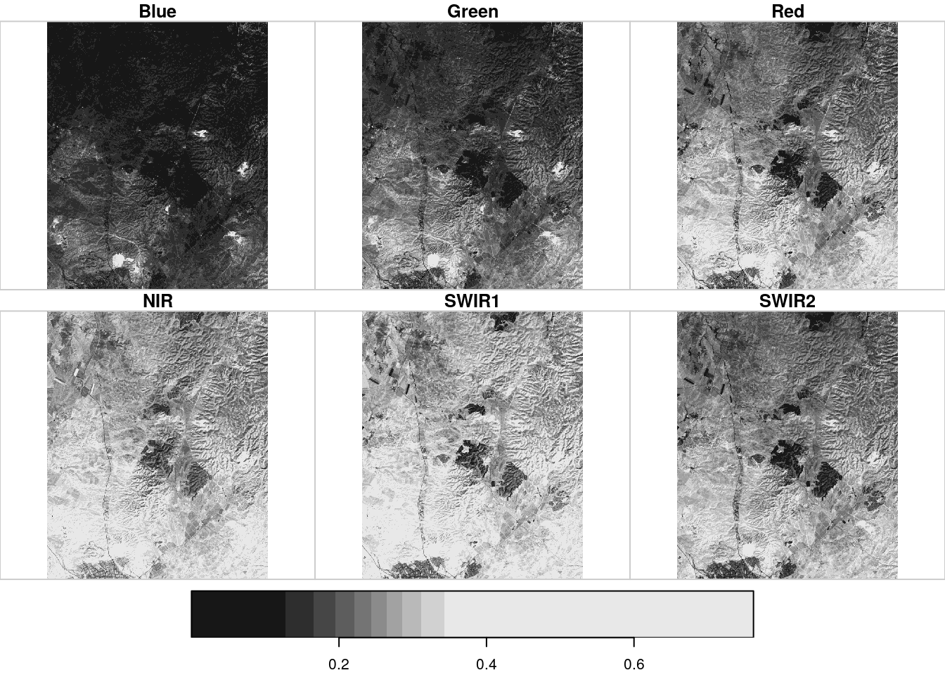 Landsat satellite image, bands 1-5 and 7