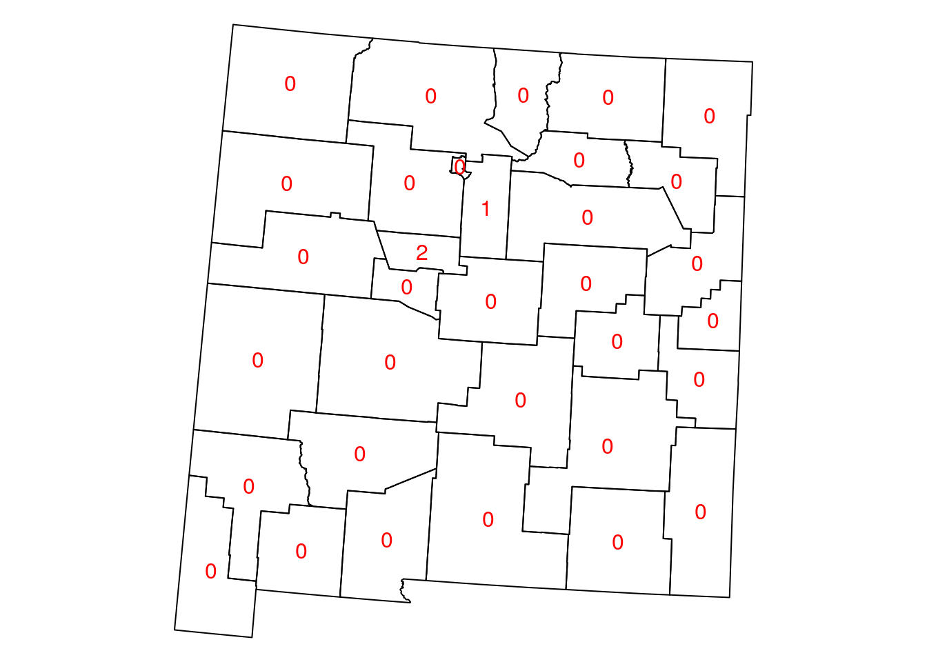 Airport count per county in New Mexico