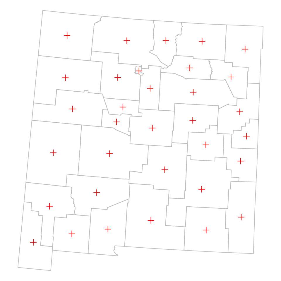 Centroids of New Mexico counties