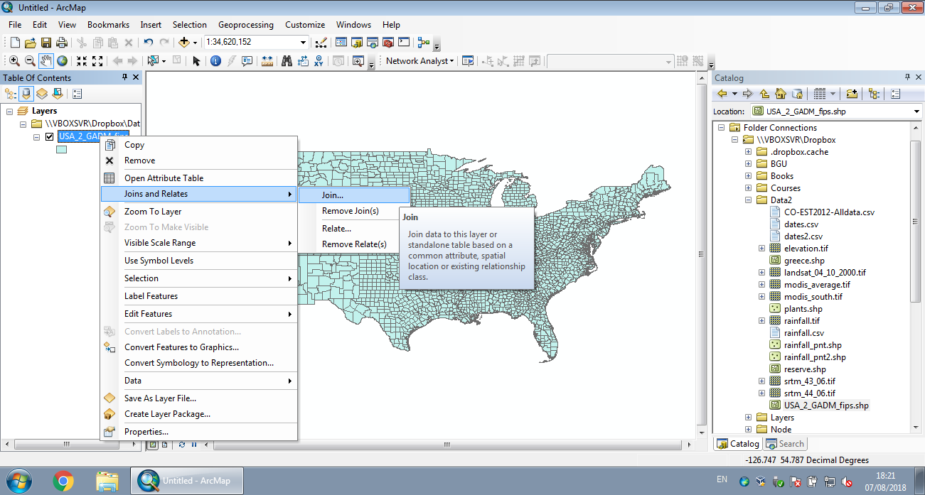 Join by location in ArcGIS (Step 1)
