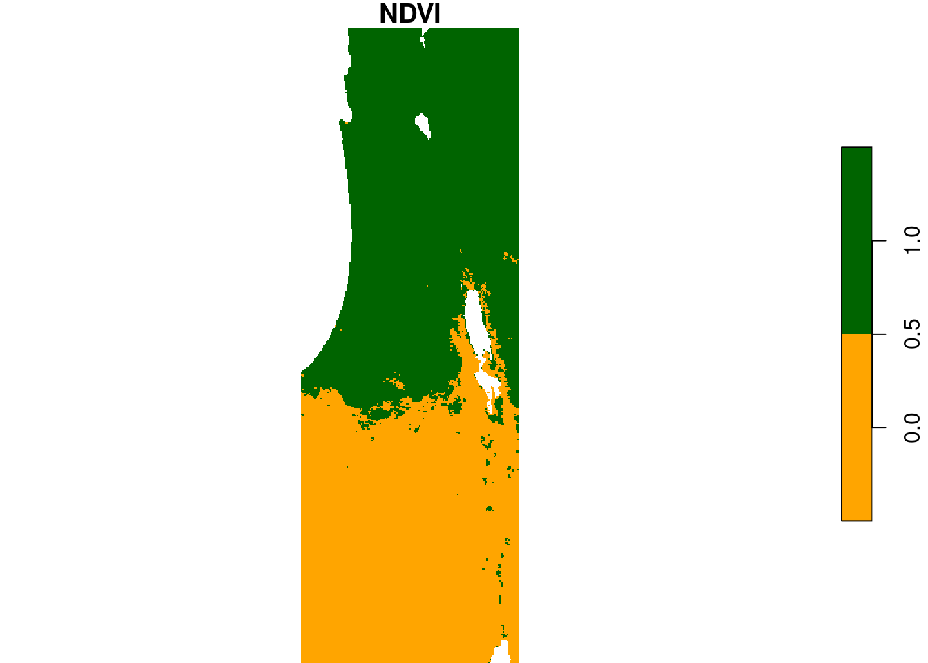 $NDVI_{max}≥0.2$ (green) and $NDVI_{max}<0.2$ (orange)