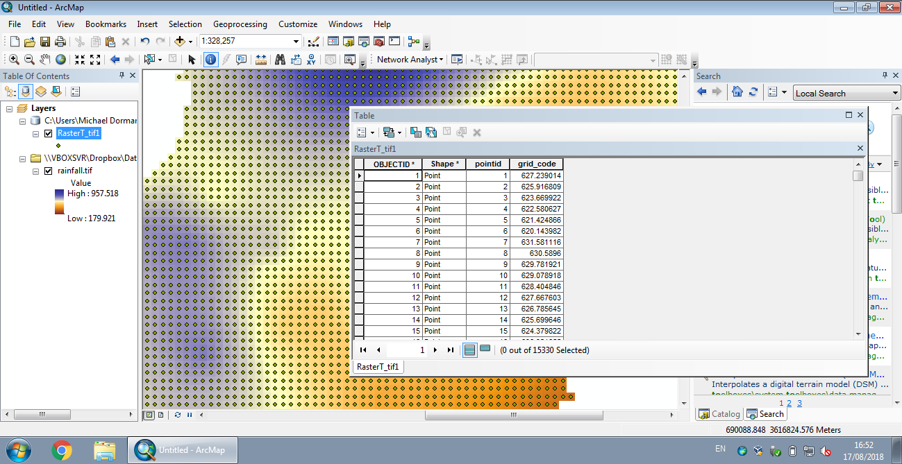 Raster to points in ArcGIS (https://support.esri.com/en/technical-article/000010981)