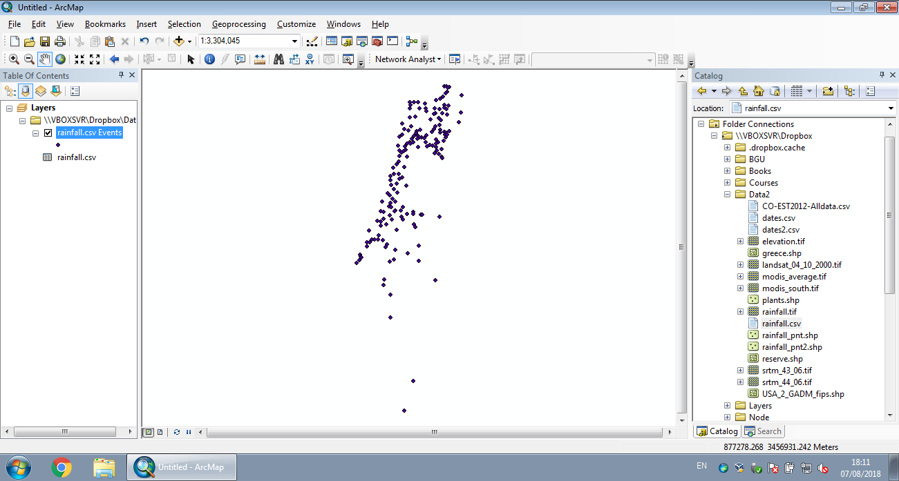 Displaying XY data from CSV in ArcGIS (Step 3)