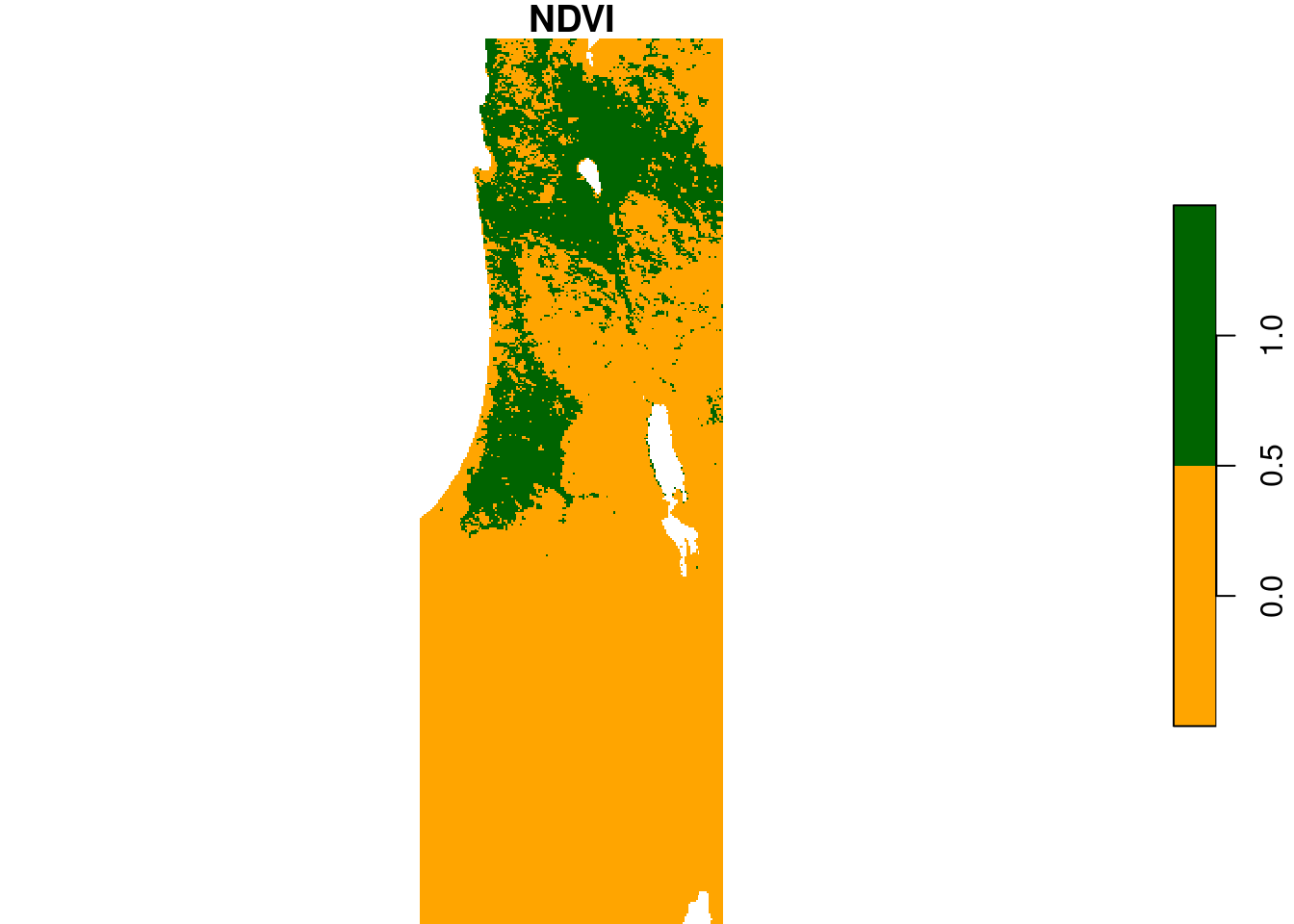 $NDVI_{max}≥0.6$ (green) and $NDVI_{max}<0.6$ (orange)