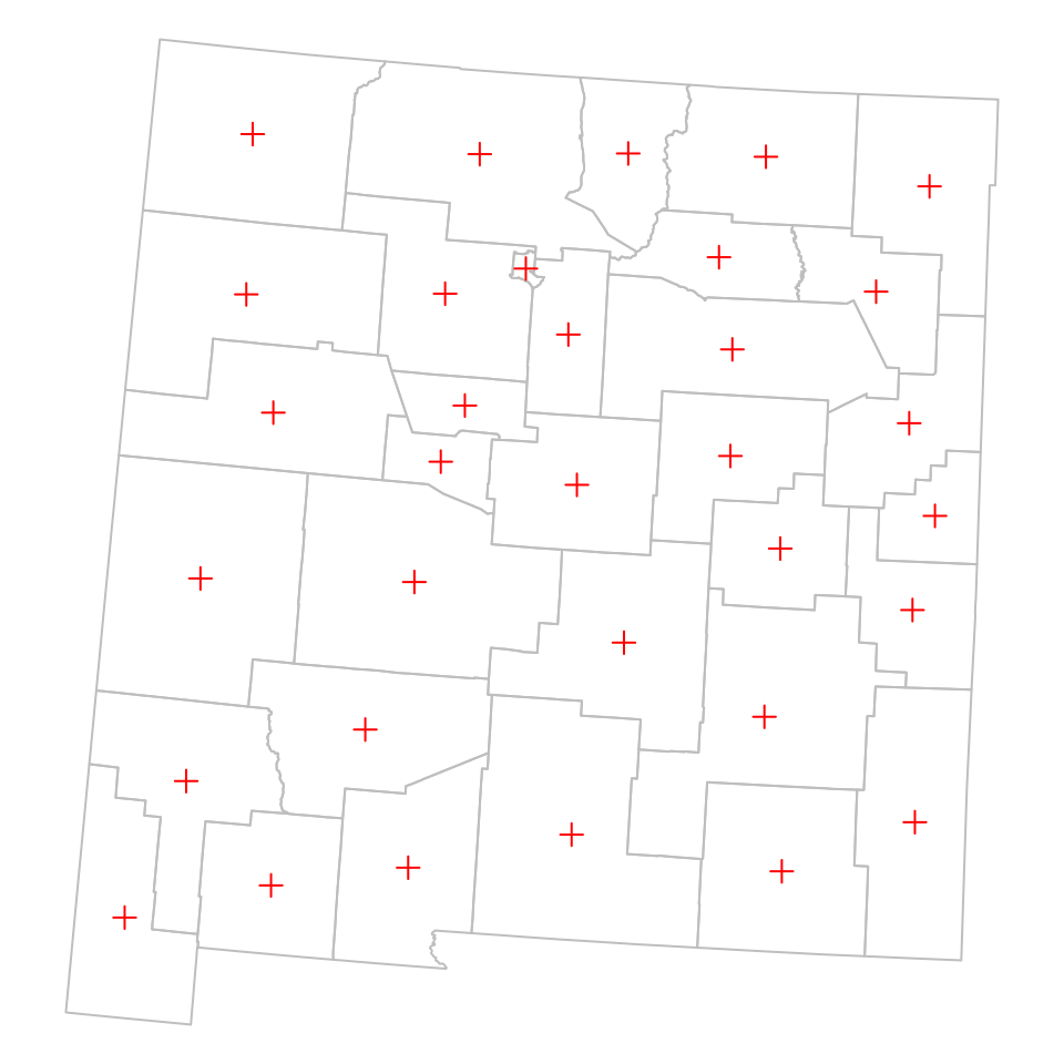 Centroids of New Mexico counties