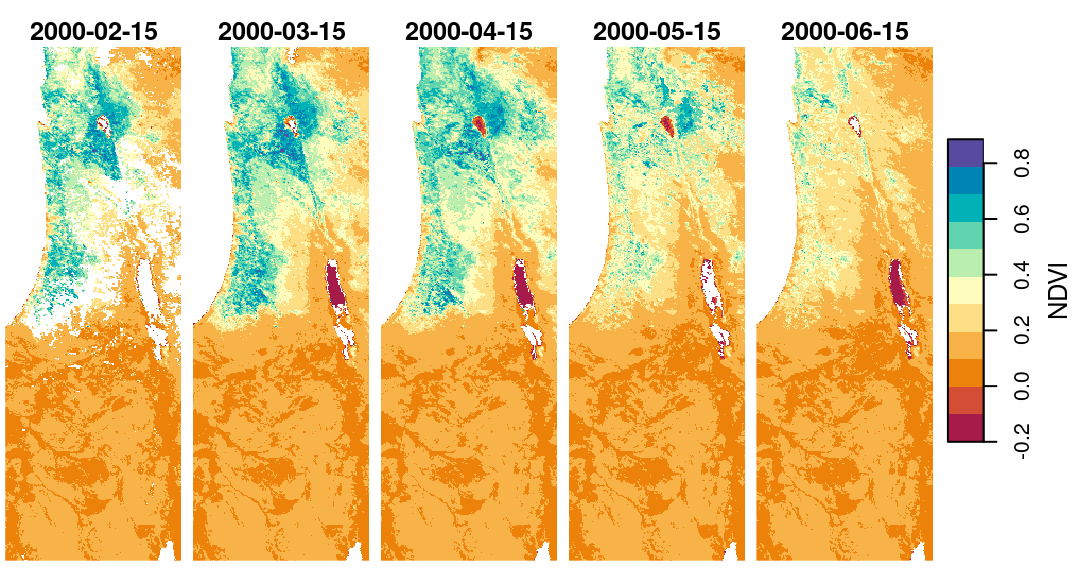 Date labels for raster layers, i.e., the third raster dimension