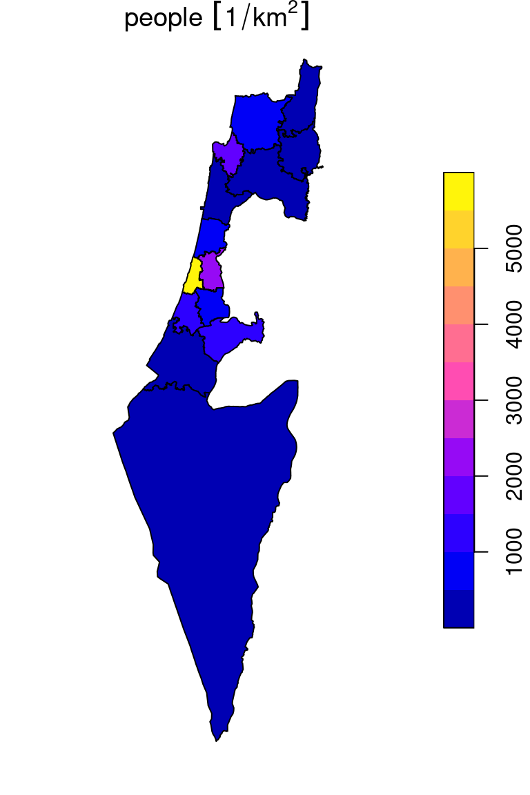 Average population density ($1/km^2$) in each "Nafa"