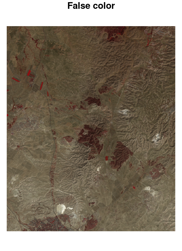 True color (left) and false color (right) images