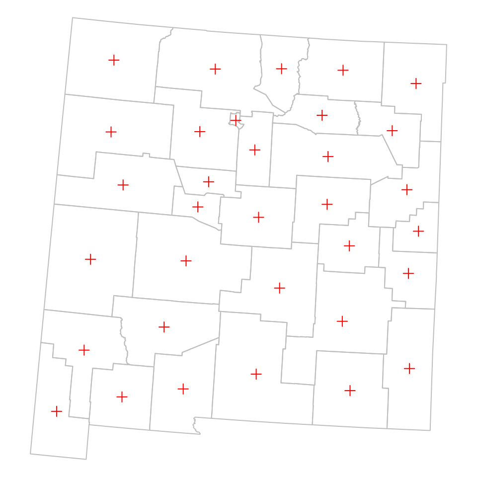 Centroids of New Mexico counties