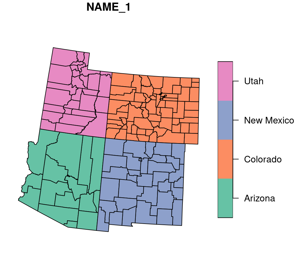 Subset of four states from `county`