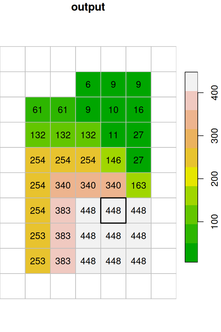 Focal filter with the `max` function (left: input, right: result)