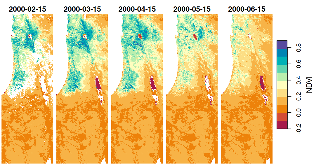 Date labels for raster layers, i.e., the third raster dimension