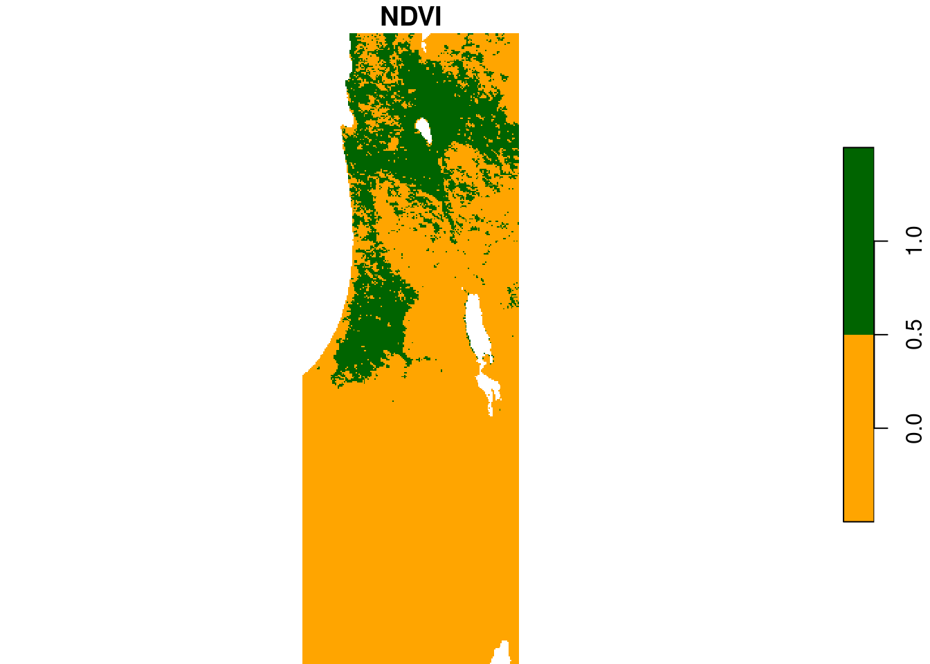 $NDVI_{max}≥0.6$ (green) and $NDVI_{max}<0.6$ (orange)