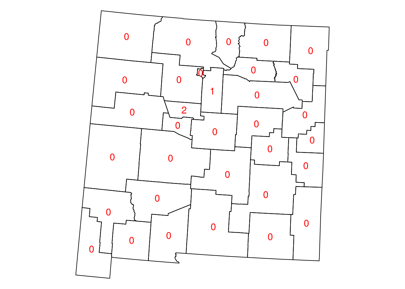 Airport count per county in New Mexico
