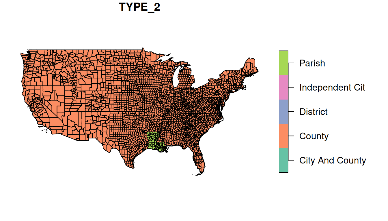 Plot of `sf` object, single attribute with legend