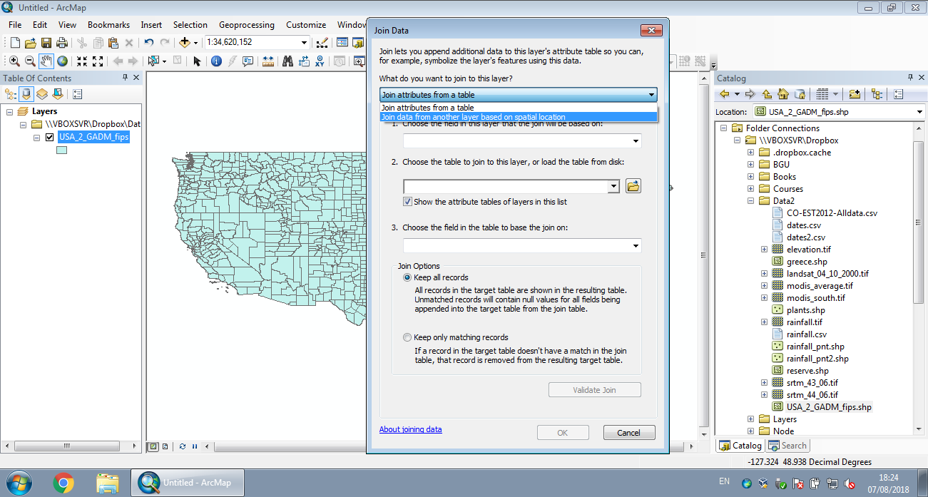 Join by location in ArcGIS (Step 2)