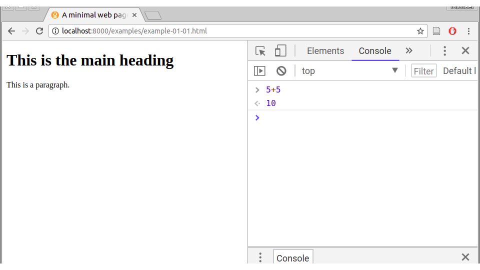 JavaScript console in the Chrome browser