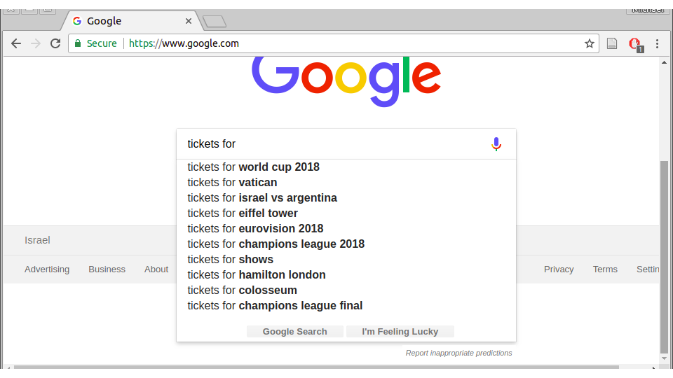 Auto-complete in Google search