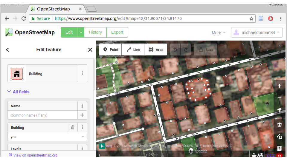 The iD editor, a web application for editing OpenStreetMap data