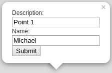 A form for collecting non-spatial attributes inside a Leaflet popup