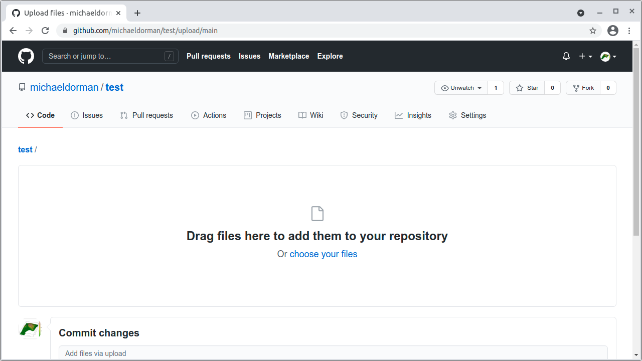 File upload screen\index{GitHub (platform)}