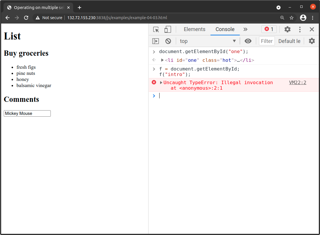 Error when trying to assign method