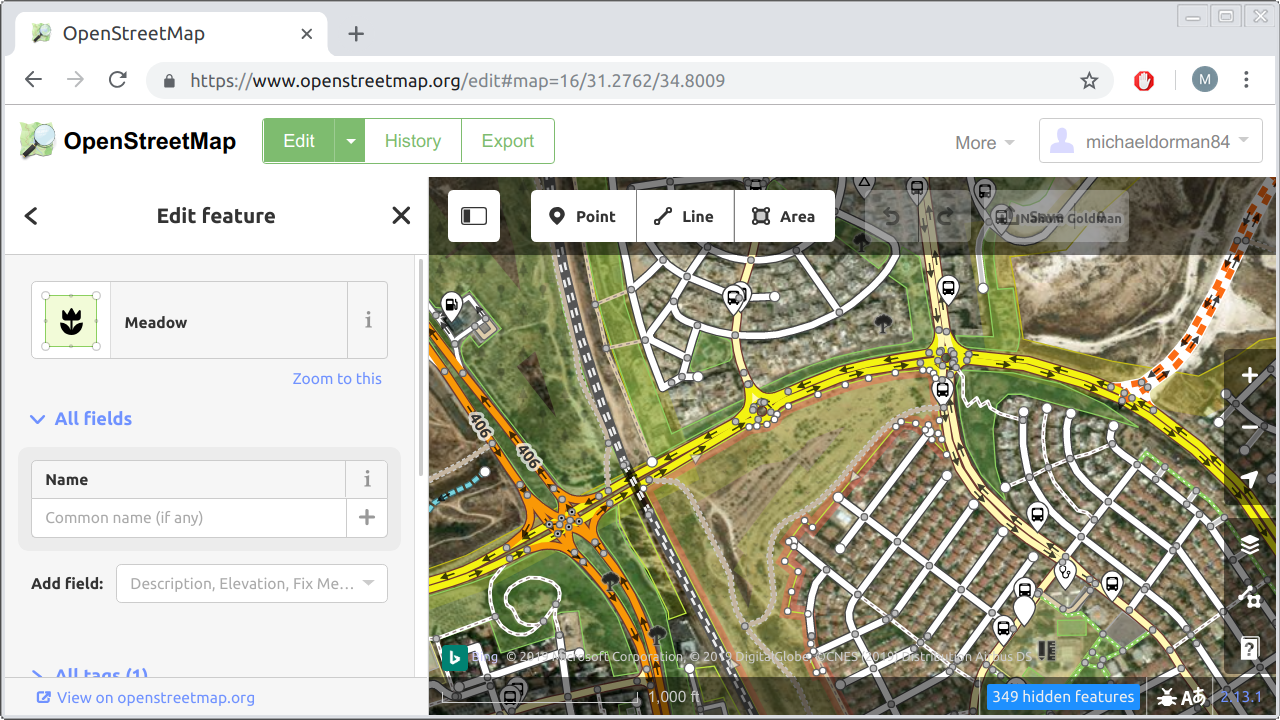 The iD editor, a web application for editing OpenStreetMap data