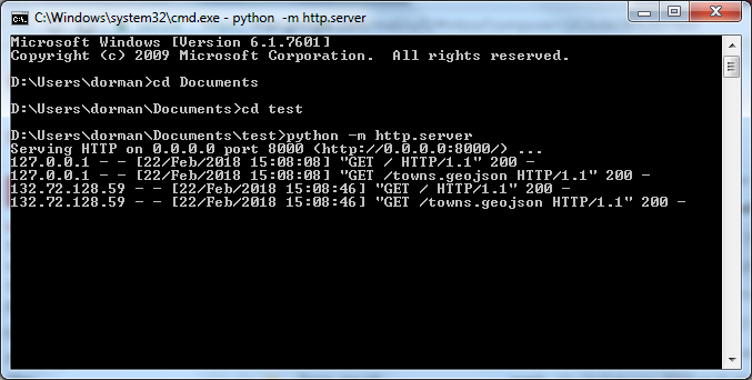 Running Python's simple HTTP server